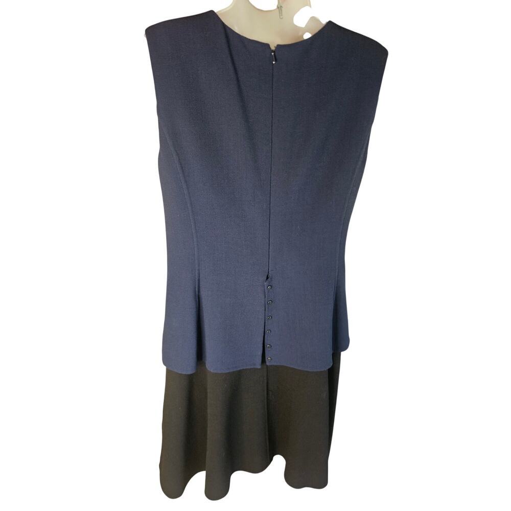 Oscar De La Renta Two Tone Dress Navy Black Fall 2020 Collection Draped Sz 10 - Picture 9 of 11